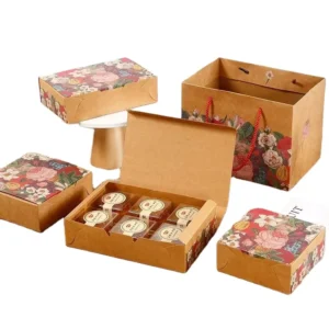 Retro Kraft Flip-Top Mooncake Paper Box, 50/80g, for Egg Yolk Pastries, Cheese, Sushi, Cookies, and Chocolate