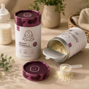 Reusable Eco friendly Protein Powder Cylinder Paper Tube Packaging Supplement Paper Canister with Aluminum Lid Airtight