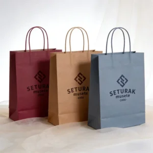 Reusable Kraft Paper Bag with Handle for Gifts, Grocery Shopping, and Craft Packaging