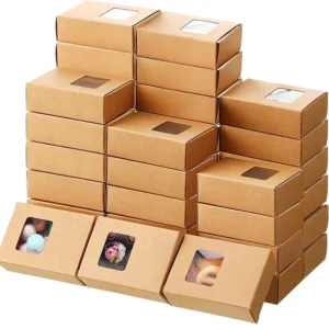 Reusable Kraft Paperboard Window Box for Handmade Soap Small Accessories Biscuits and Cards UV Printed