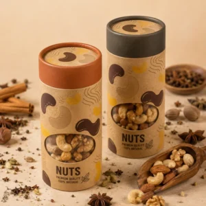 Rigid Almonds Chocolate Cardboard Paper Cans Jar Container Round Canister Tea Gift Cylinder Tube Box for Nuts Packaging