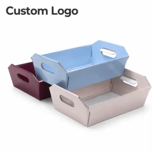 Rigid Folded Paper Carry Tray for Heavy Bulk Fruits Long Distance Shipping