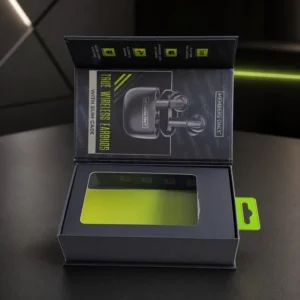 Rigid Magnetic Gift Box with Display Window and Custom Insert for Earphones and Electronics