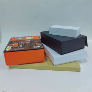 Rigid Paper Box with Full-Color Printed Lid and Textured Base