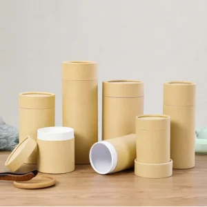 Rigid Recyclable Kraft Paper Canisters for Cosmetics Tea Food Oil and Perfume