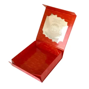 Rigid Square Moon Cake Magnetic Gift Paper Box with Gold Stamping