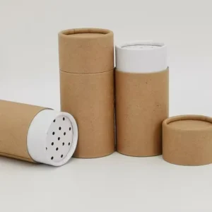 Round Cardboard Canister for Sea Salt Powder with Top Shaker, Custom Printing