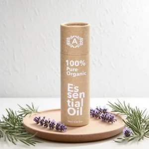 Round Custom Printed Logo Recycled Rigid Kraft Paper Leak-Proof Paper Tube for Essential Oil, Perfume, Candles, and Cosmetics