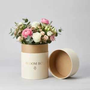 Round Paper Tube Cylinder Box for Fresh Flower Bouquet Gift Packaging Custom Logo Flower Delivery Box