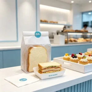 SP2476 Customized Printing LOGO White Bread Paper Bags Stand-up Disposable Food Packaging Bags Kraft Bread Paper Bag With Window