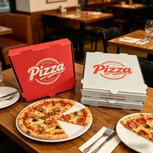 SP4749 Custom Four-Color Printed Eco-Friendly Disposable Recyclable Food Grade Corrugated Kraft Liner Matte Pizza Delivery Boxes