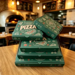 SP5056 Custom Logo Printed Matte-Laminated Eco-Friendly B/E Flute Corrugated Pizza Takeaway Box for Pizzeria Business
