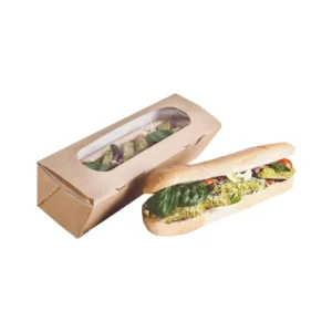 Sandwich Boxes with Window Baguette Sandwich Brown Cardboard To-Go Paper Box with Clear Window