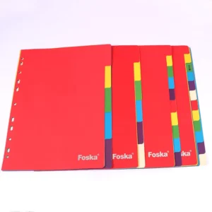 School Office Durable A4 Size Assorted Bright Colors 5/6/10/12 Tabs Index Paper Dividers for 2/3/4 Rings Binder