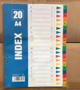 School Office Stationery A4 Size Color PP 20-Index Tab Dividers