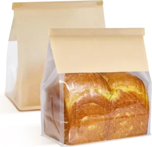 Self-Adhesive Biodegradable Kraft Paper Food Bag with Visible Window and Twisted Handles, Gravure Printing