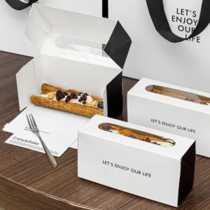 Self-Erecting Rectangular Matte Black Window Cake and Dessert Gift Box