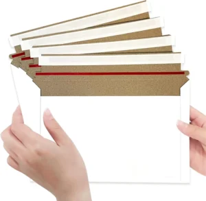Self-Seal Photo Document Kraft Paper Invitation Postcard Stay-Flat White Cardboard Envelopes Custom Printed