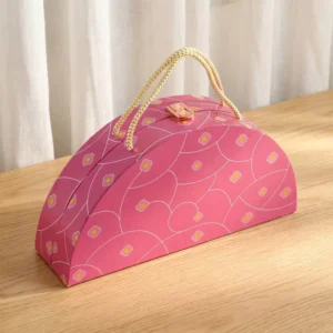 Semicircle Custom Logo Cardboard Mooncake Gift Box With Handle