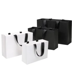 Shopping Bag Luxury Paper Bags With Ribbon Handle Paper Gift Bag