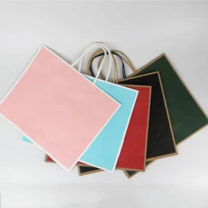Shopping Paper Bags With Handles Color Border Kraft Paper Bags