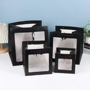Showing Paper Bag Windows Cardboard Paper Bag White Luxury Gift Paper Shopping Bag Custom Logo