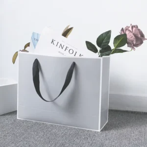 Silver Gray Cardboard Paper Shopping Bag with Handle, Multiple Sizes