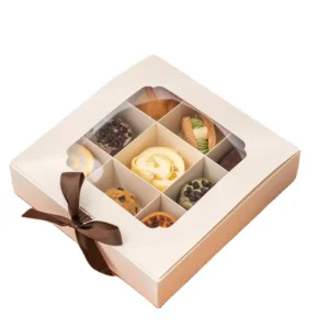 Simple Design High Fashion Yolk Pastry Mooncake Pie Cake Palmier Macaron Packaging Paper Box With clear Window