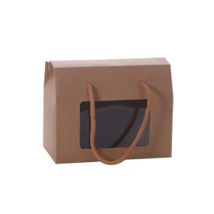 Simple Solid Color Leisure Style UV Printed Kraft Paper Bag Transparent Window for Takeaway Shopping Delivery Candy Gift