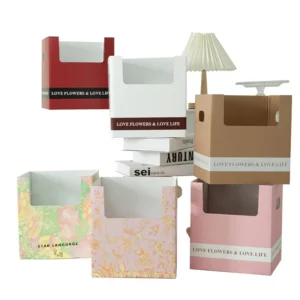 Simple Style Double-Handle Potted Box Flower Bouquet Packaging Box with Handle