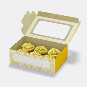 Single Pastry Bread Box with Clear Display Window for Donuts and Mini Cakes