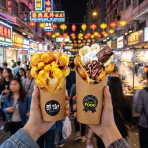 Slanted Mouth Paper Chip Cups Disposable Takeaway Cups for Egg Waffle Ice Cream Potato Fries