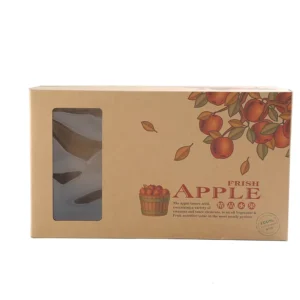 Slide-Out Drawer Fruit Box, Kraft Paper Rigid Gift Packaging with PET Window