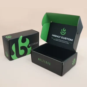 Small Black Corrugated Recyclable Mailer Boxes for Shoes and Clothes with Custom Printing