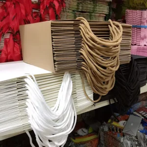 Small Brown and White Kraft Paper Gift Bags with Handles