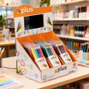 Small Countertop PDQ Paper Pen Display Box with LCD Screen
