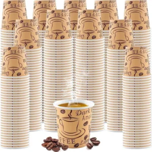 Small Disposable Double-Wall Paper Coffee Cups with Lids for Hot Drinks