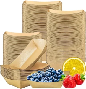 Small Disposable Kraft Paper Food Trays, Brown, Grease-Resistant, Takeout Snack Boats