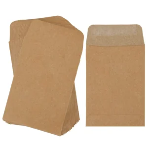 Small Kraft Paper Coin and Seed Envelope, Self-Adhesive, 2.25×3.50 Inch