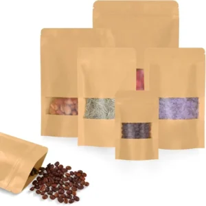 Small Mini Size Recyclable Brown Kraft Paper Bag with Zipper for Food Packing