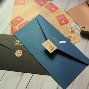 Small Printed Kraft Paper Envelopes for Wedding Invitations, Thank-You Cards, and Gifts