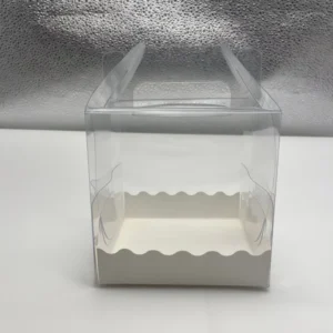 Small Transparent Takeaway Cake Box with Paper Card Base