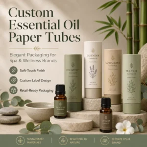 Soft Touch Paper Tube for Essential Oil with Custom Label and Cylindrical Packaging