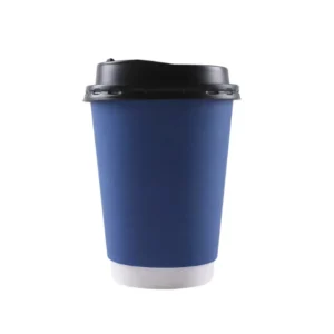 Solid-Color Double-Wall Paper Cup with Lid for Bubble Tea