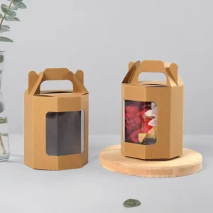 Solid-Color Kraft Paper Gift Box with Transparent Window