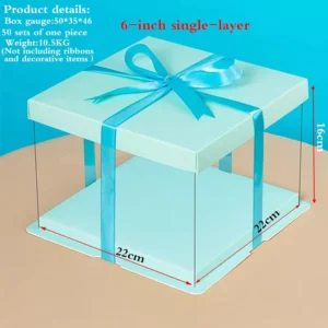 Source Factory Cake Box with Stamping, Transparent Paper, and Birthday Use