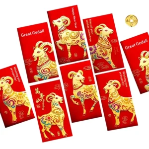 Southeast Asia-Style Chinese Red Envelopes with Double-Gold Design, Large/Medium Sizes, Spring