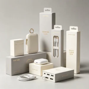 Space-Saving Foldable Book-Style Paper Gift Box with Embossing and UV Coating for Earphone Charging Cases and Portable Electronics