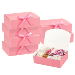 Specialty Paper Folding Gift Box with Flip Magnetic Closure, Artistic Small Rectangular Design, Valentine’s Day Bow, and Custom Printing