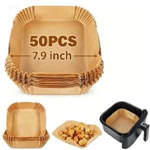 Specialty Paper Square Non-stick Oil Proof Non-toxic 100pcs Air Fryer Disposable Liner Anti-Curl Recyclable Pizza Compatible